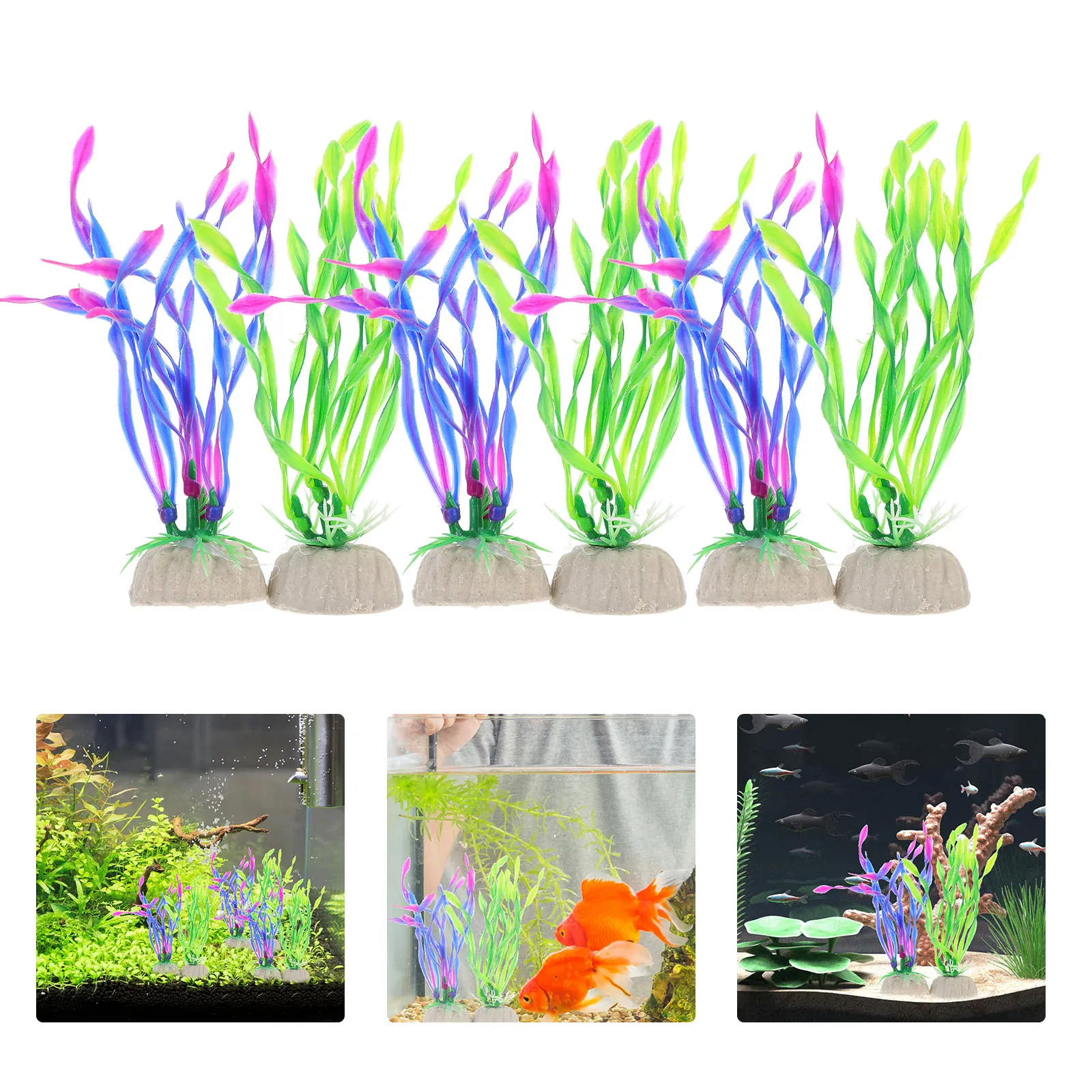

10pcs Fish Tank Decoration Aquarium Art Plants Realistic Faux Flower Vivid Environment Durable Material Weighted Base Stable