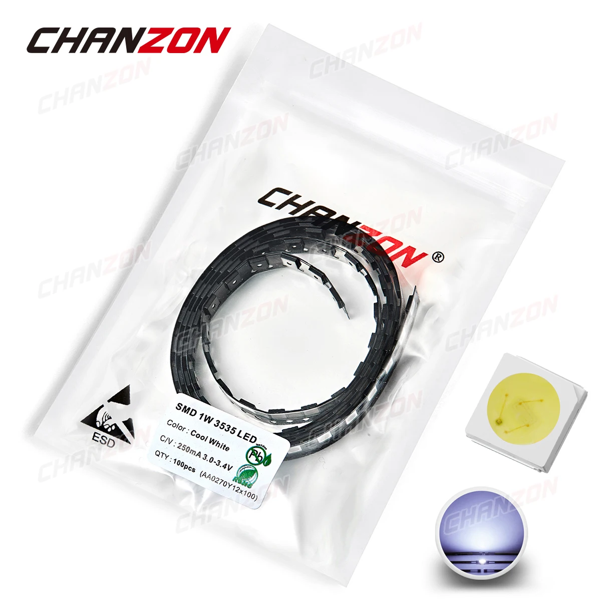 100 Stück 3535 SMD LED Emitting Diode Lampenchip Kaltweiß Lichtperlen Micro 3V 1W DIY PCB Schaltung LCD für LG Hintergrundbeleuchtung TV