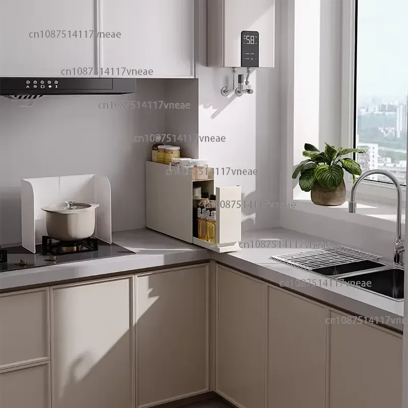 Countertop Condiments Pull-out Narrow Storage Rack Kitchen Corner Stand Rack Gadgets Organizer Holders