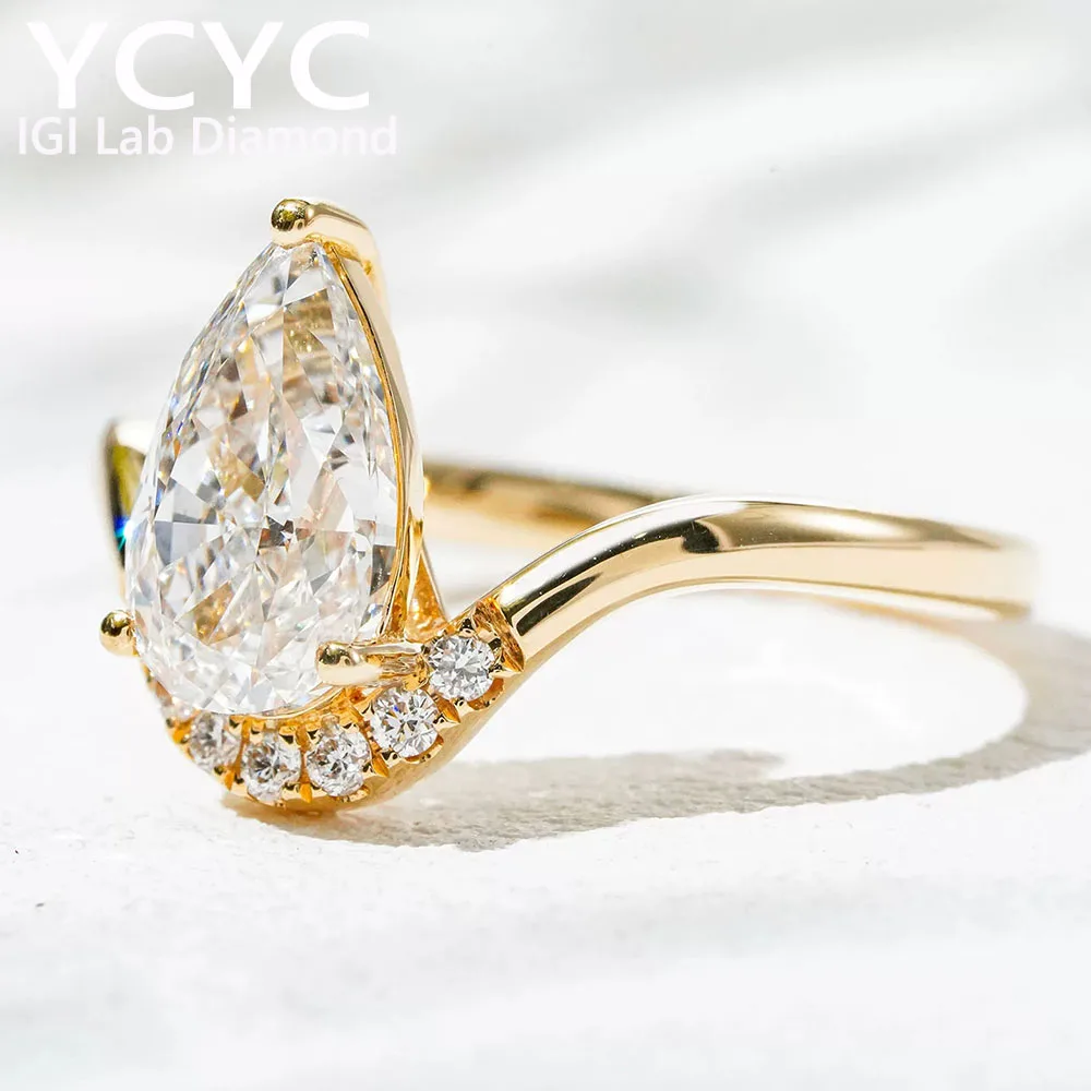 Popular  Jewelry Solid 18K Gold Ring IGI Lab Grown Diamond Ring DEF VS1 -VVS1 Wedding & Engagement Ring Gift ﻿