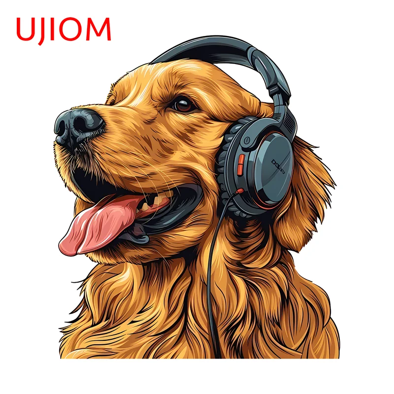 UJIOM Amusing Earphone Village Dog Wall Sticker Edgy Occlusion Scratch Bedroom Cupboard Decal Suitable For Baby Nursery Room