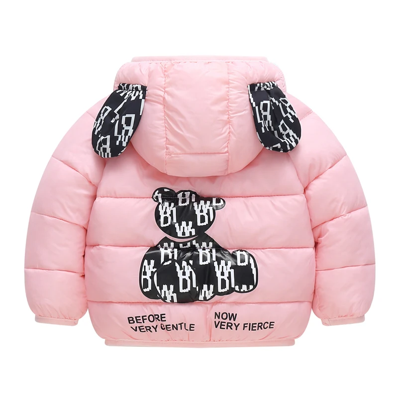 Giacca invernale in cotone caldo con cappuccio in peluche 1-7 anni ragazzi ragazze moda cartone animato orso piumino casual Beibei abbigliamento per