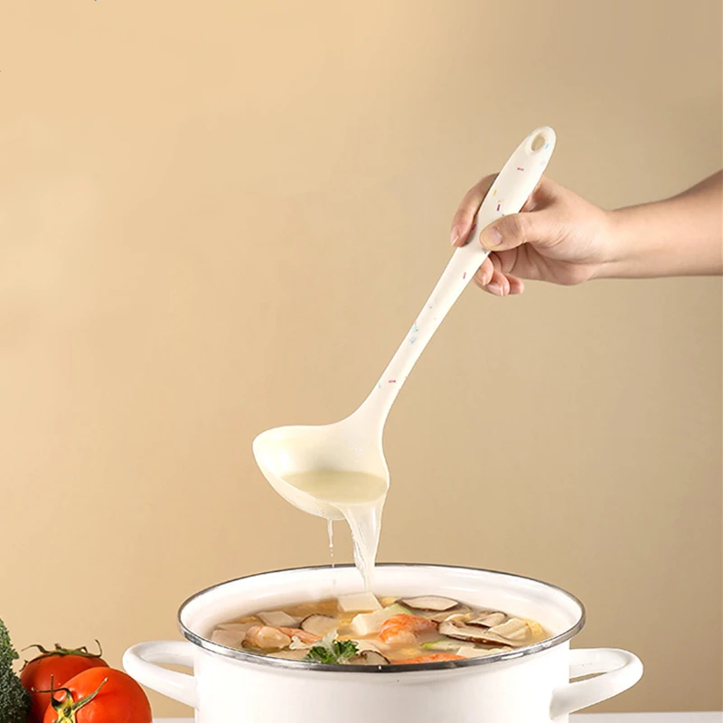 Food Grade Silicone Non-Stick Frying Spatula Long Handle Soup Spoon Colander Hollow Shovel Kitchen Accessories Cooking Tools