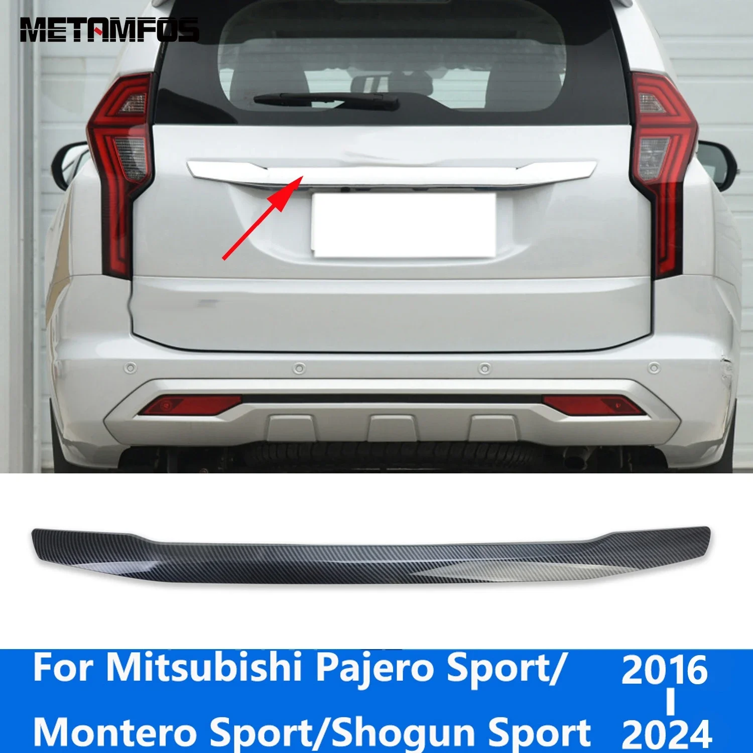 For Mitsubishi Pajero/Montero/Shogun Sport 2016-2023 2024 Rear Trunk Lid Cover Trim Tailgate Door Boot Trim Sticker Car Styling