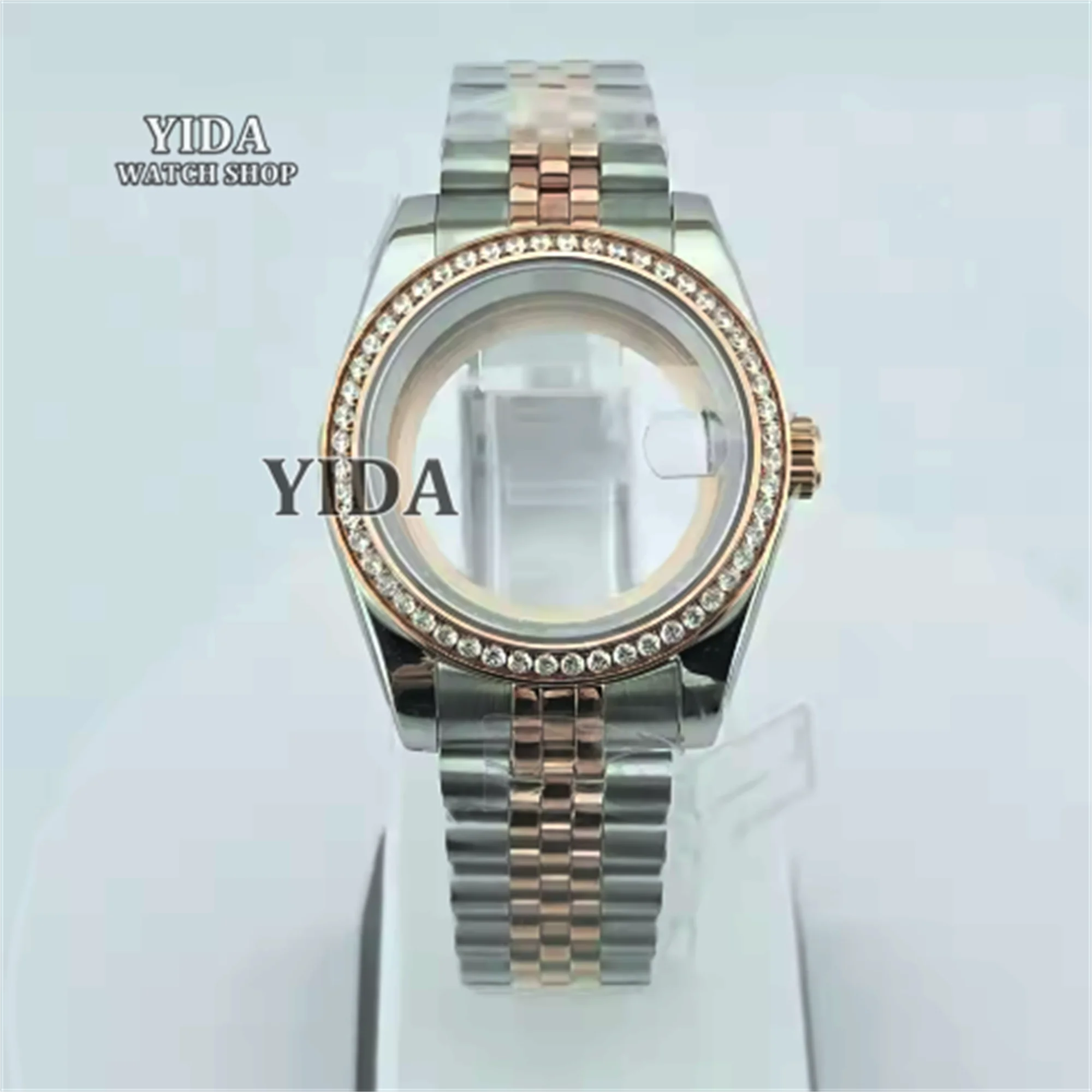 Datejust diamantes caixa de relógio jubileu pulseira 36mm/39mm vidro safira aço inoxidável para nh35 nh36 movimento mod substituições