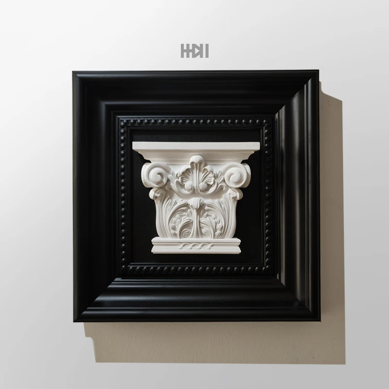 European Style Floral Roman Capitals 3D Relief Sculpture Eco-friendly Gypsum Foaming Resin Frame Decoration Painting For Home