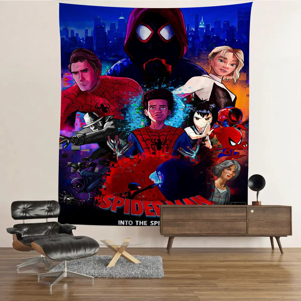 S-Spider Man Across The Verse Anime Tapestry Art Science Fiction Room Home Decor Wall Art Decor