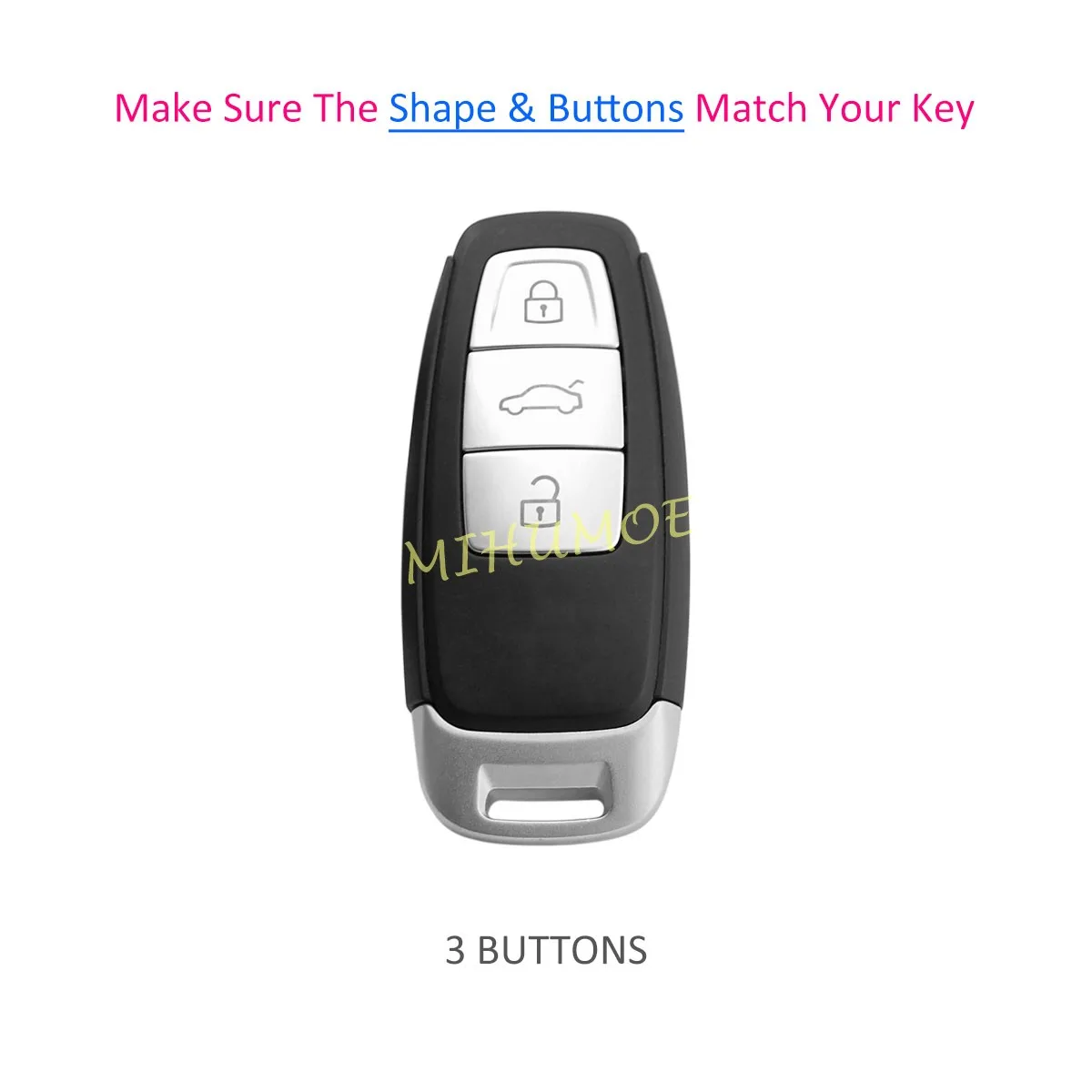 Silicone Car Remote Key Fob Case Cover Chain For 2020-2025 Audi S6 S7 S8 A3 A6 A7 A8 E-tron Q7 Q8 Protection Bag