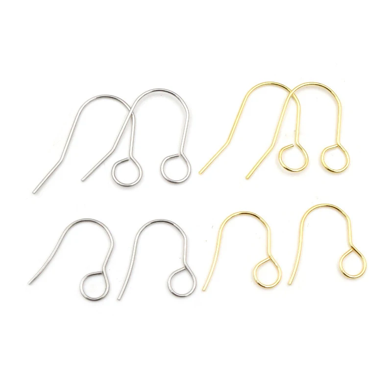 Never Fade 100pcs 19x16/27x20mm Stainless Steel Gold Plated DIY Earring Findings Clasps Hooks Jewelry Making Accessories Earwire