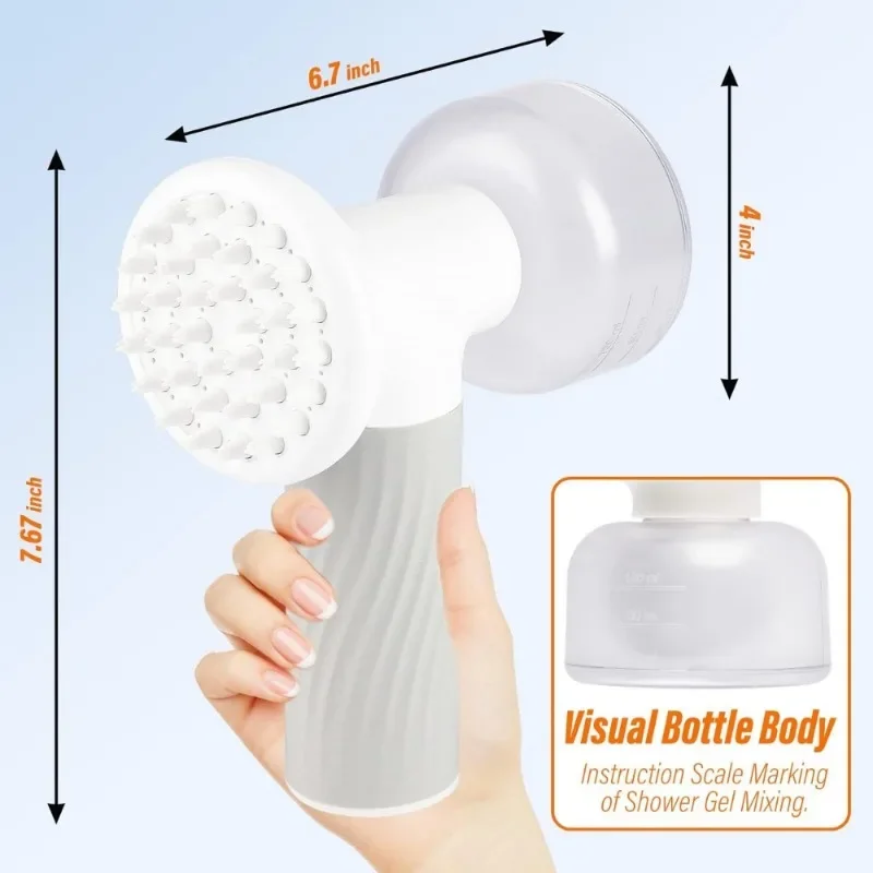 Automatic foam soap dispenser dog brush, 2-in-1 pet bubble bath brush, one-touch bubble dog bath brush scrubber