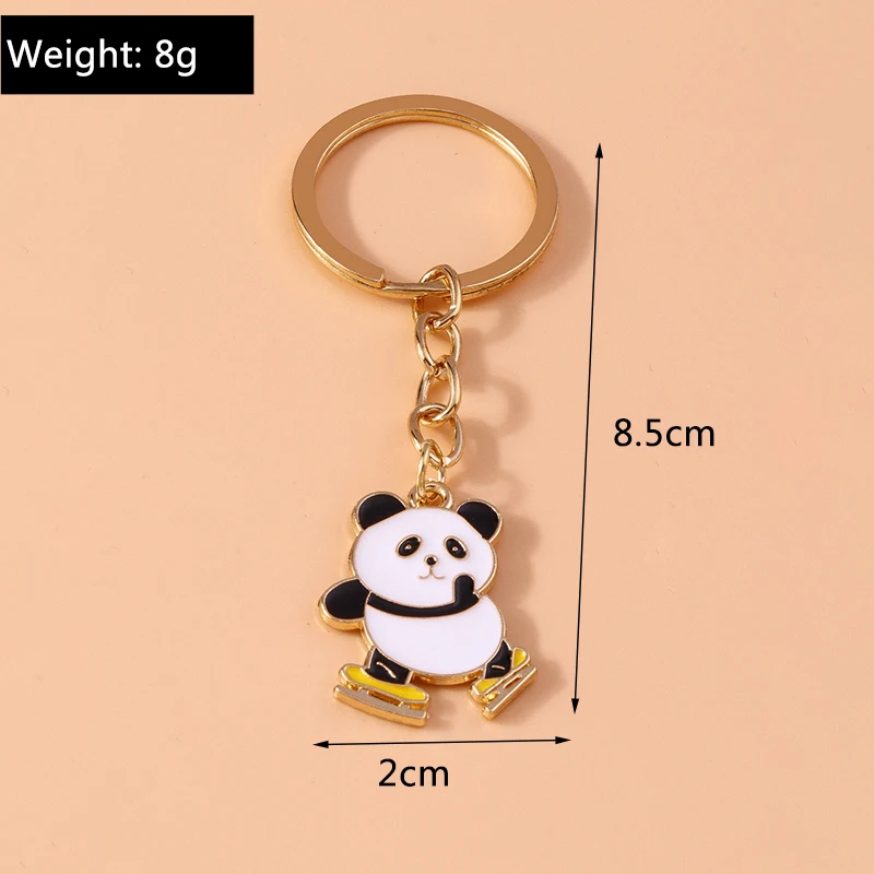 Niedliche Emaille Panda Schlüssel bund Katze Schlüssel ring Anhänger für Auto Schlüssel halter Frauen Mädchen Handtasche Zubehör DIY Schmuck Geschenke – Detail 15