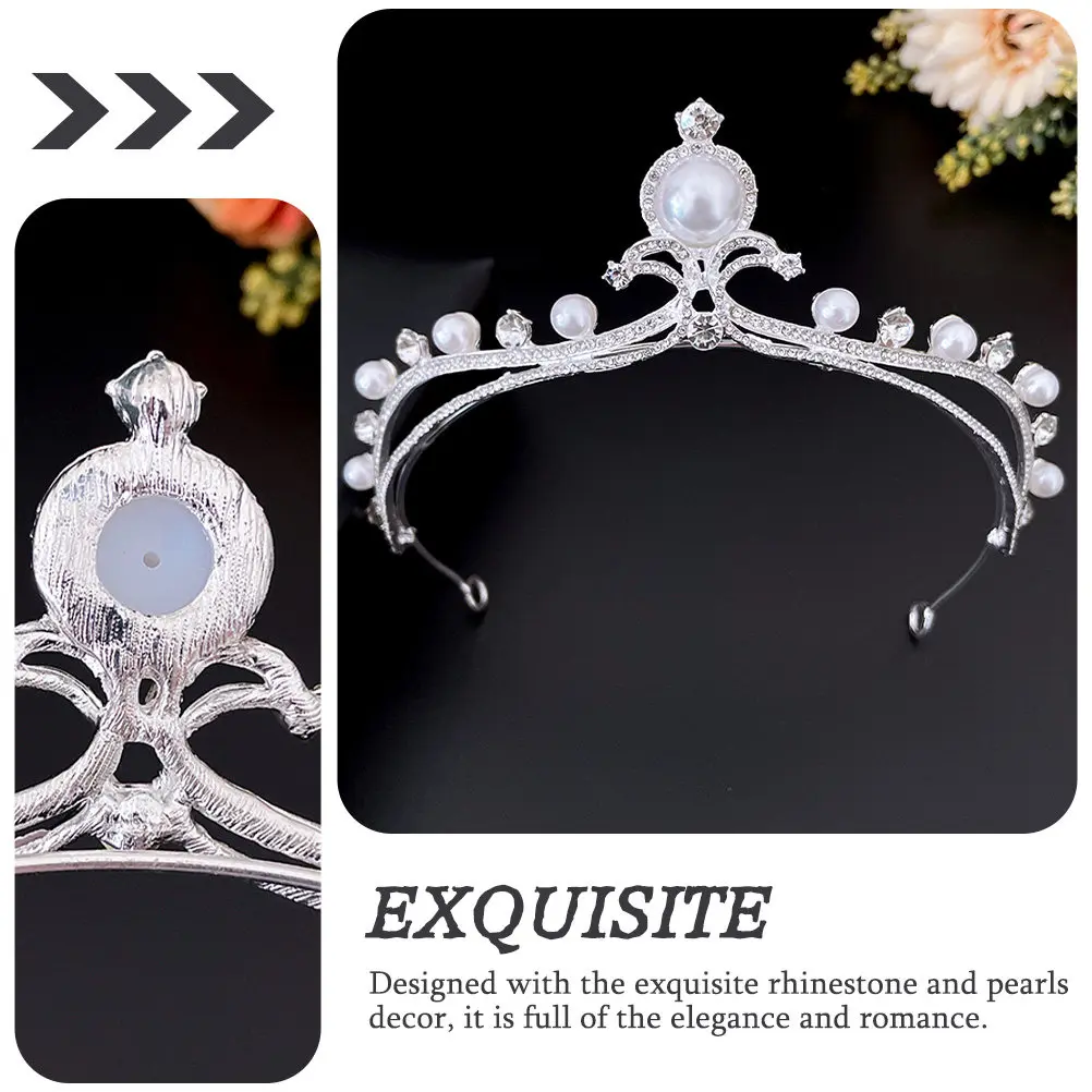 Rhinestone Pearl Bridal Tiara Crown – Elegant Wedding Headband Headdress for Bride