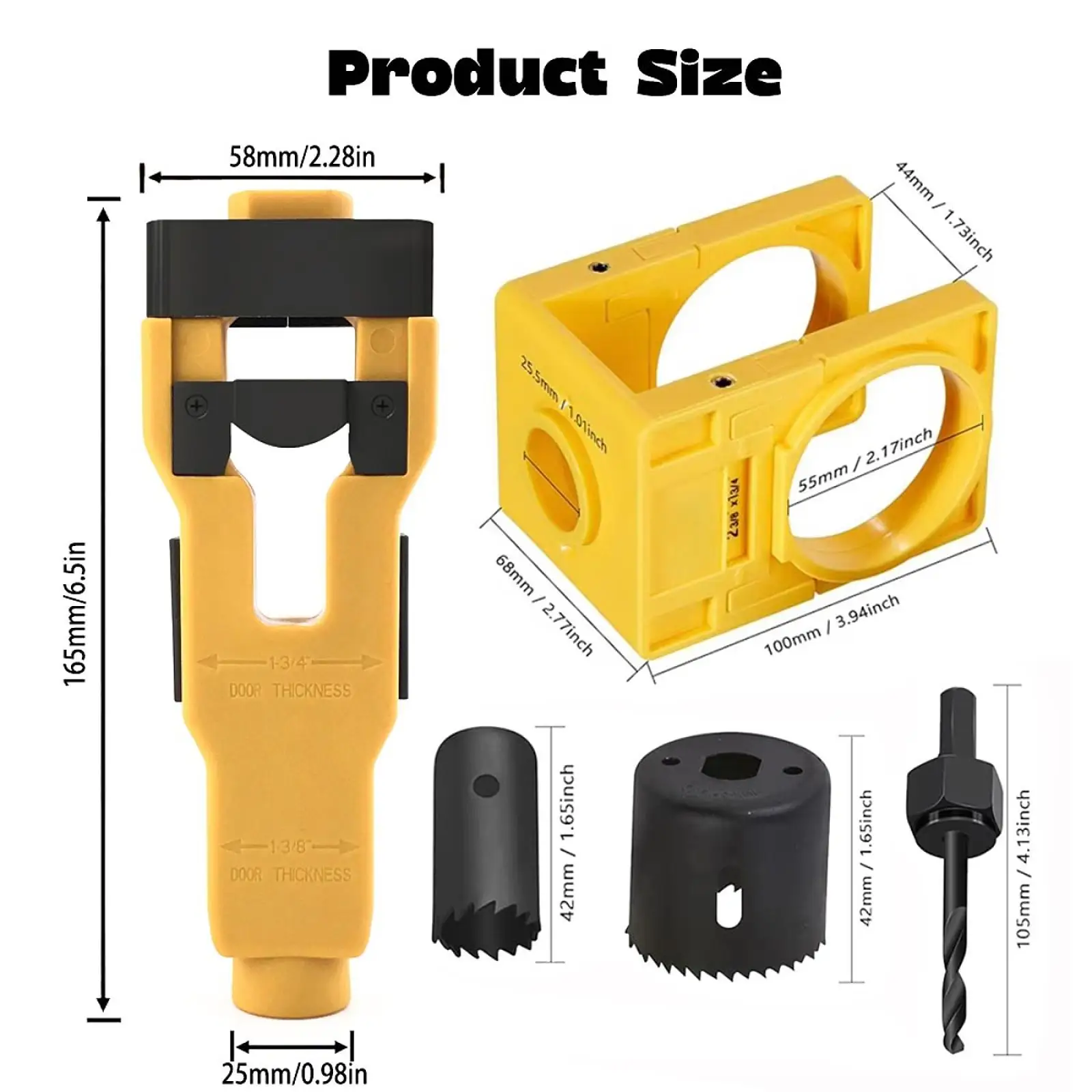 Door Lock Installation Set Wear Resistant Utility Sturdy with Guide Template