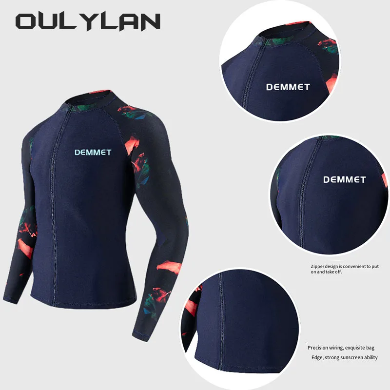 Oulylan Professional Snorkeling Suit Split Body Long Sleeved Diving Suit Sunscreen Quick Drying Surfing Wetsuit Three Piece