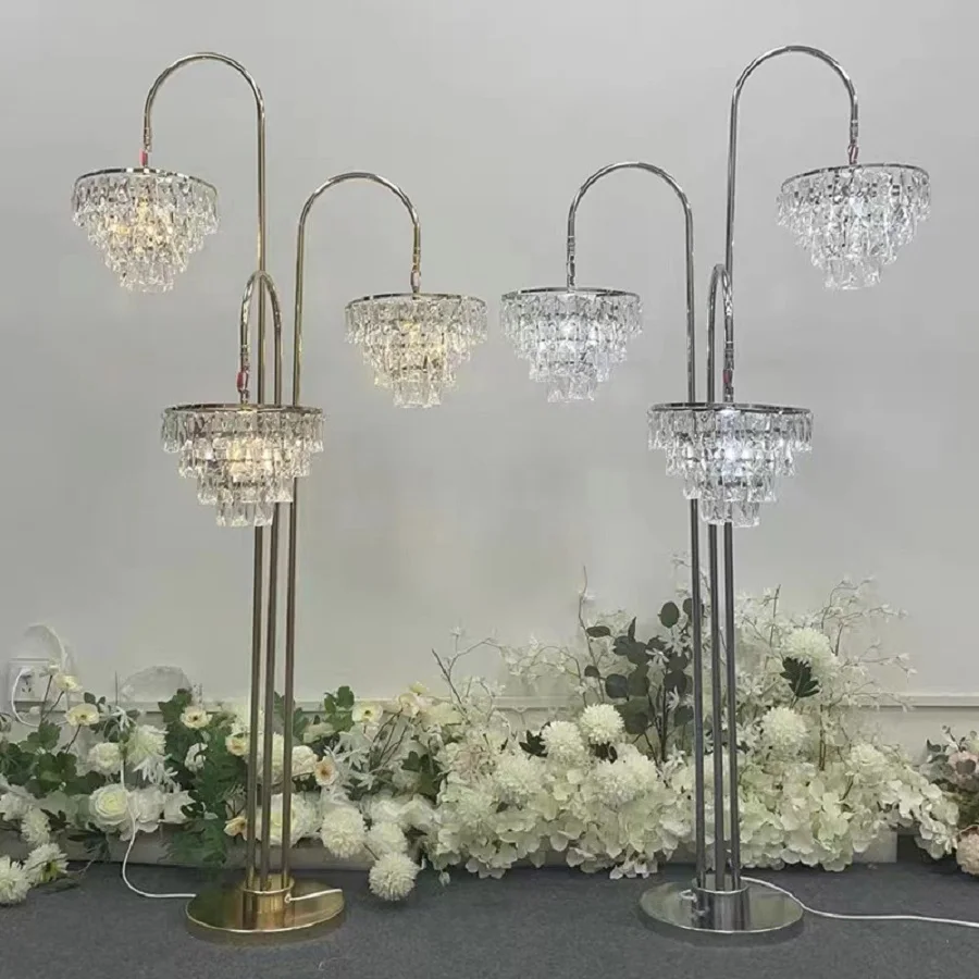 

Glod Crystal Flowe Vase Wedding Decoration Table Centerpieces Candelabra Birthday Party Flower Vase Holder Home Decor