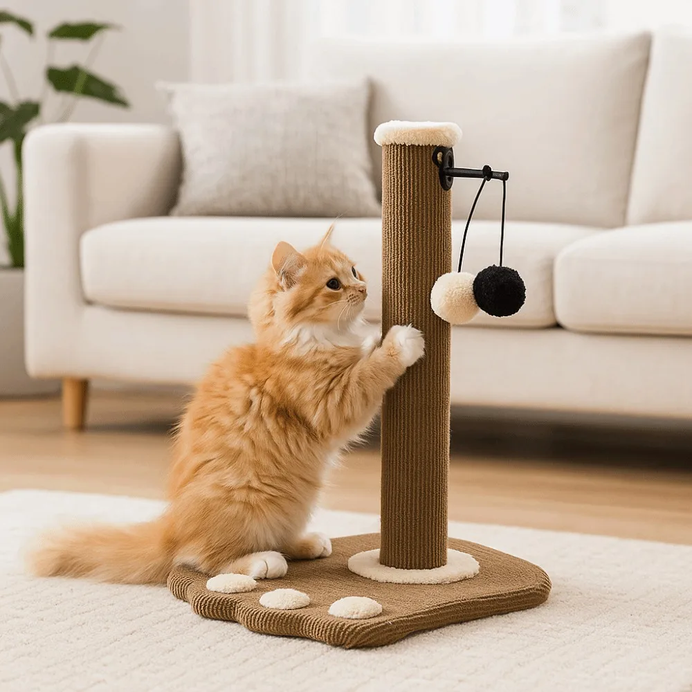 

Когтеточка для кошек в форме ног с игрушечным шариком для снятия стресса, рамка для лазания для кошек, износостойкая кровать для кошек