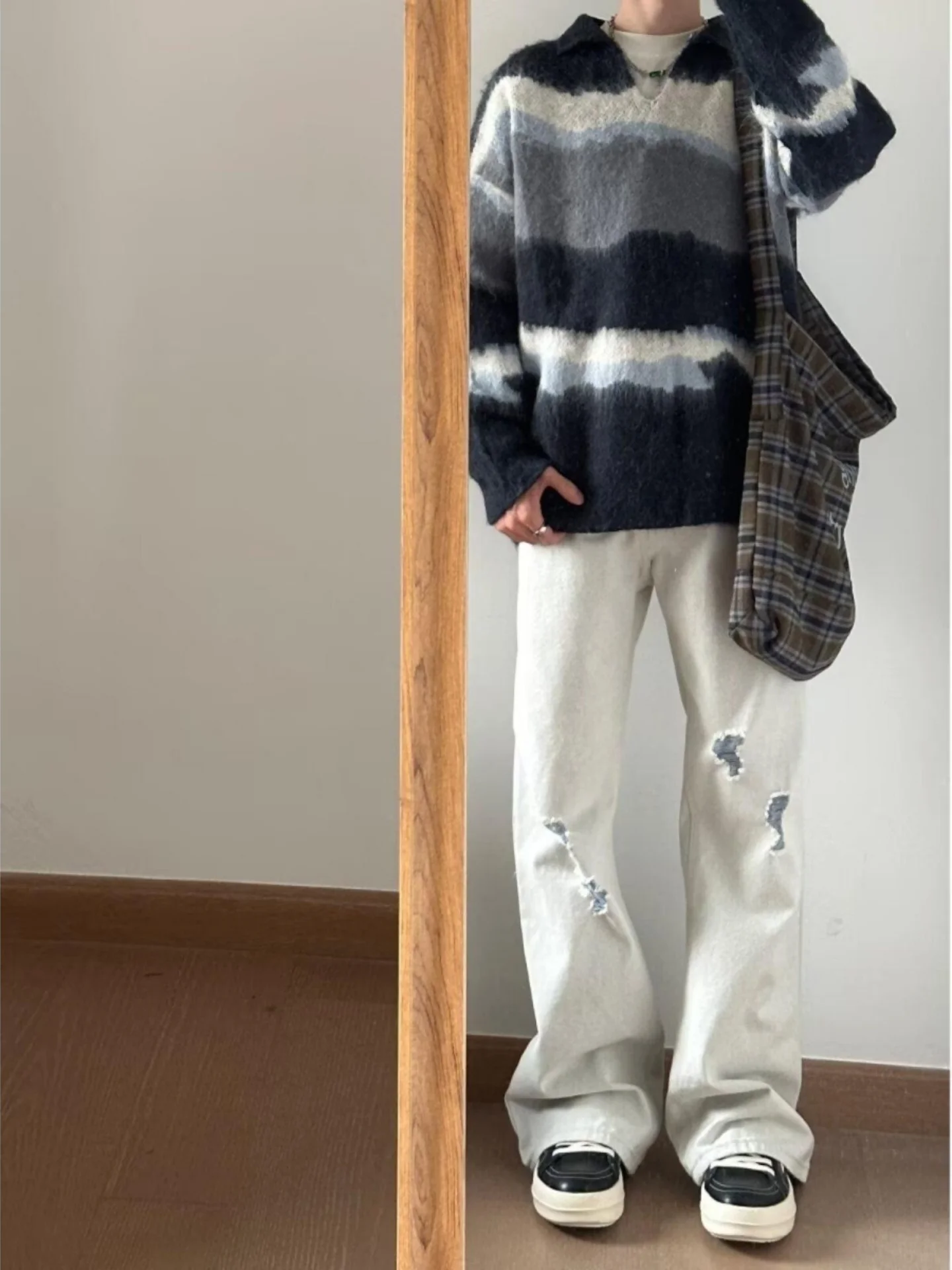 

American Sle V-Ne Sweater Men's Winter Thi Lazy Sle Overhead Knitted High Street Youth Sports Tead irt