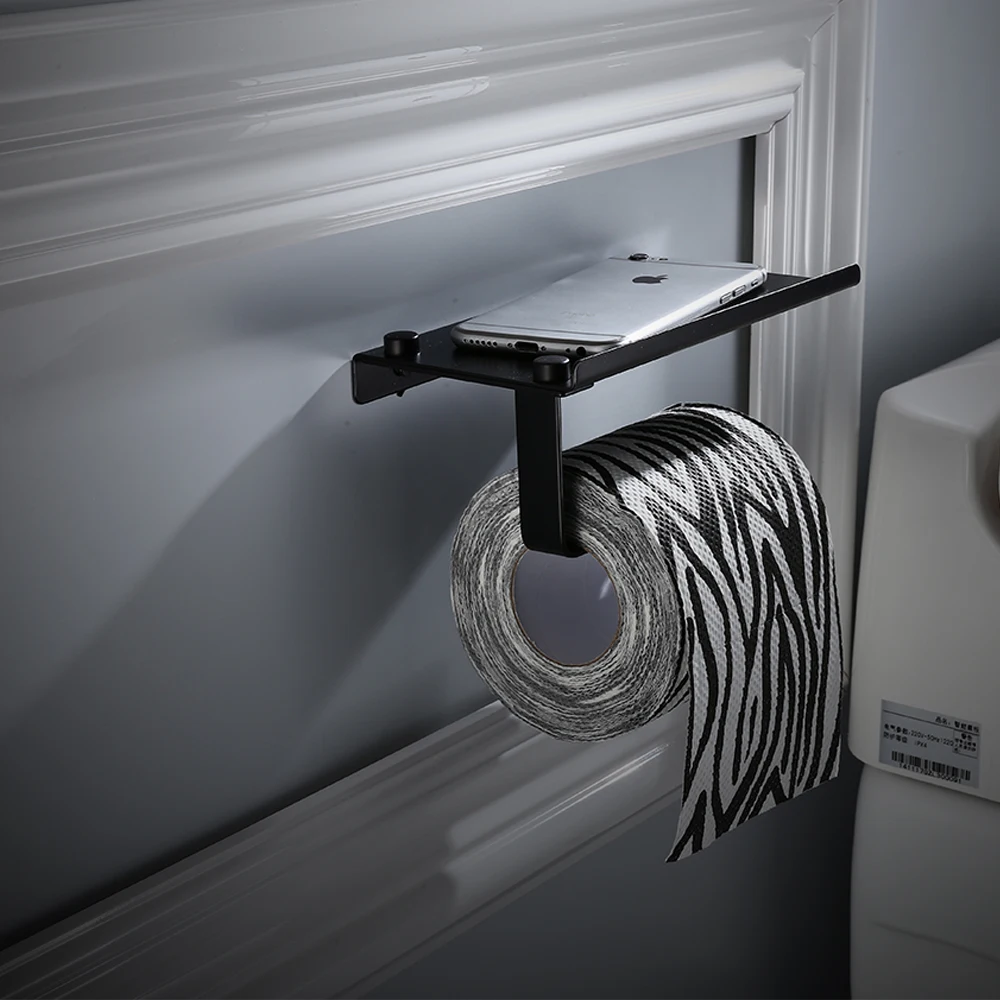 Wall Mounted Tissue Boxes Kitchen Bathroom Paper Roll Rack  Toilet Paper Holder with Phone Storage Shelf Phone Holder