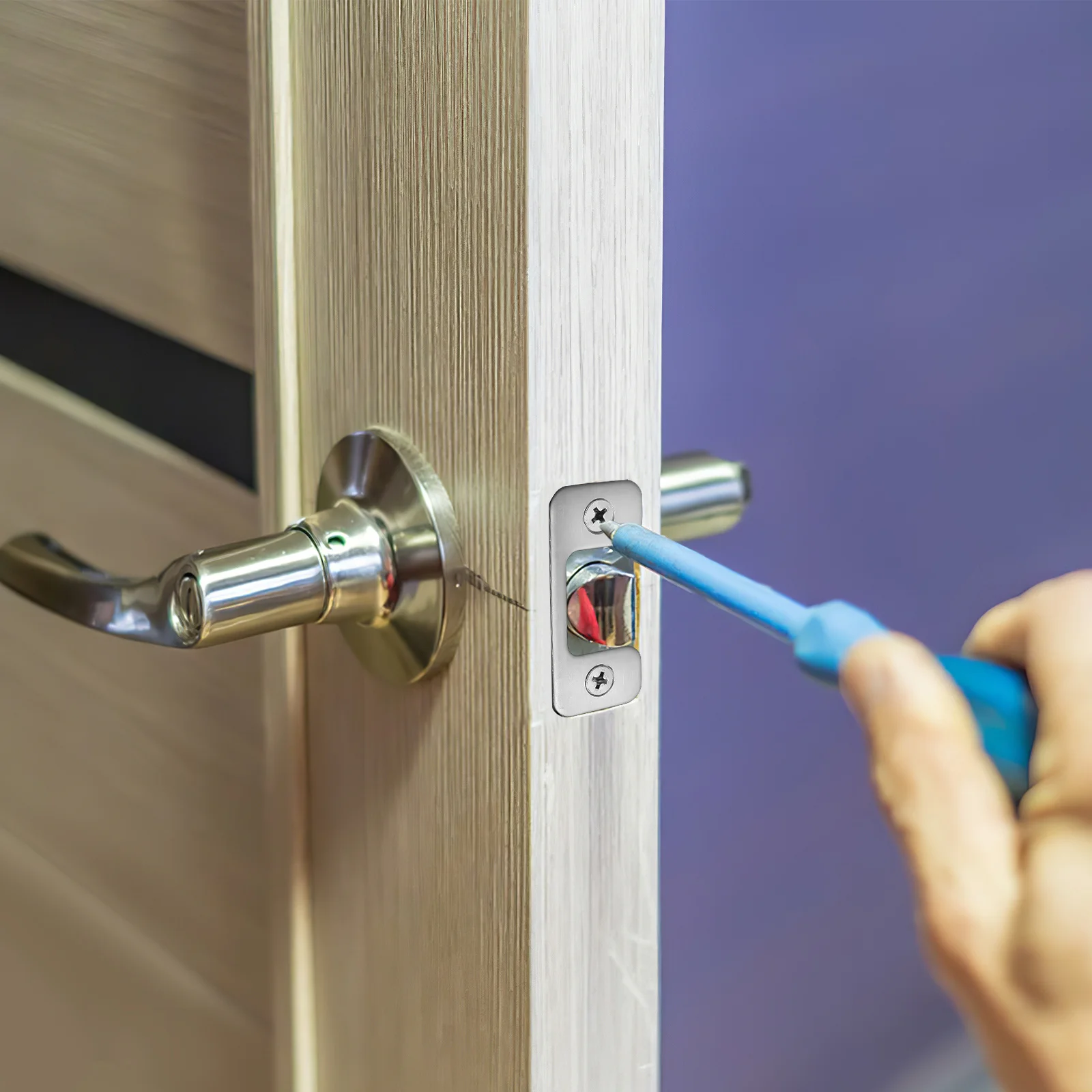 

Door Strike Plate Stainless Steel Heavy Duty Latch Protector For Door Lock Reinforcement Security Plate For Interior Doors