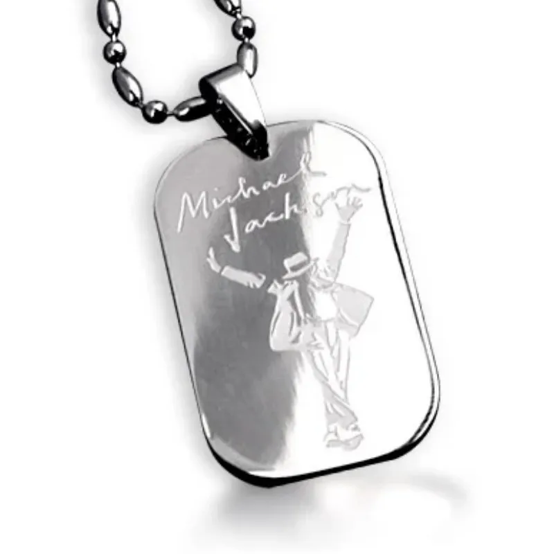 Bahamut MJ Michael Jackson Signature Dogtag Necklace Pendant Free With Chain Titanium Steel Jewelry