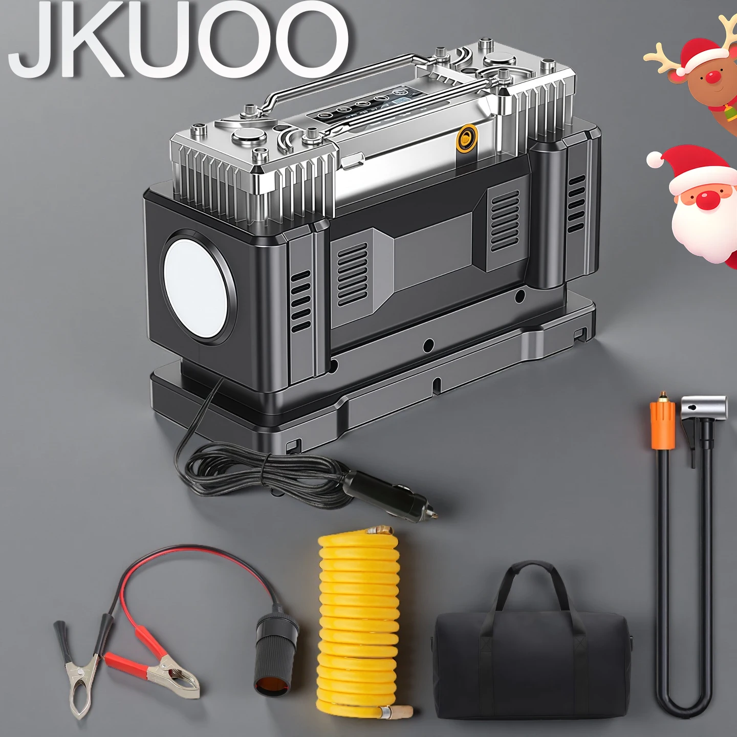 

Автомобильный воздушный компрессор, воздушный насос высокой мощности Jet типа Ai, JKUOO с шнуром питания постоянного тока 12 В, 7 А, интеллектуальный AI, цифровой накачиватель шин