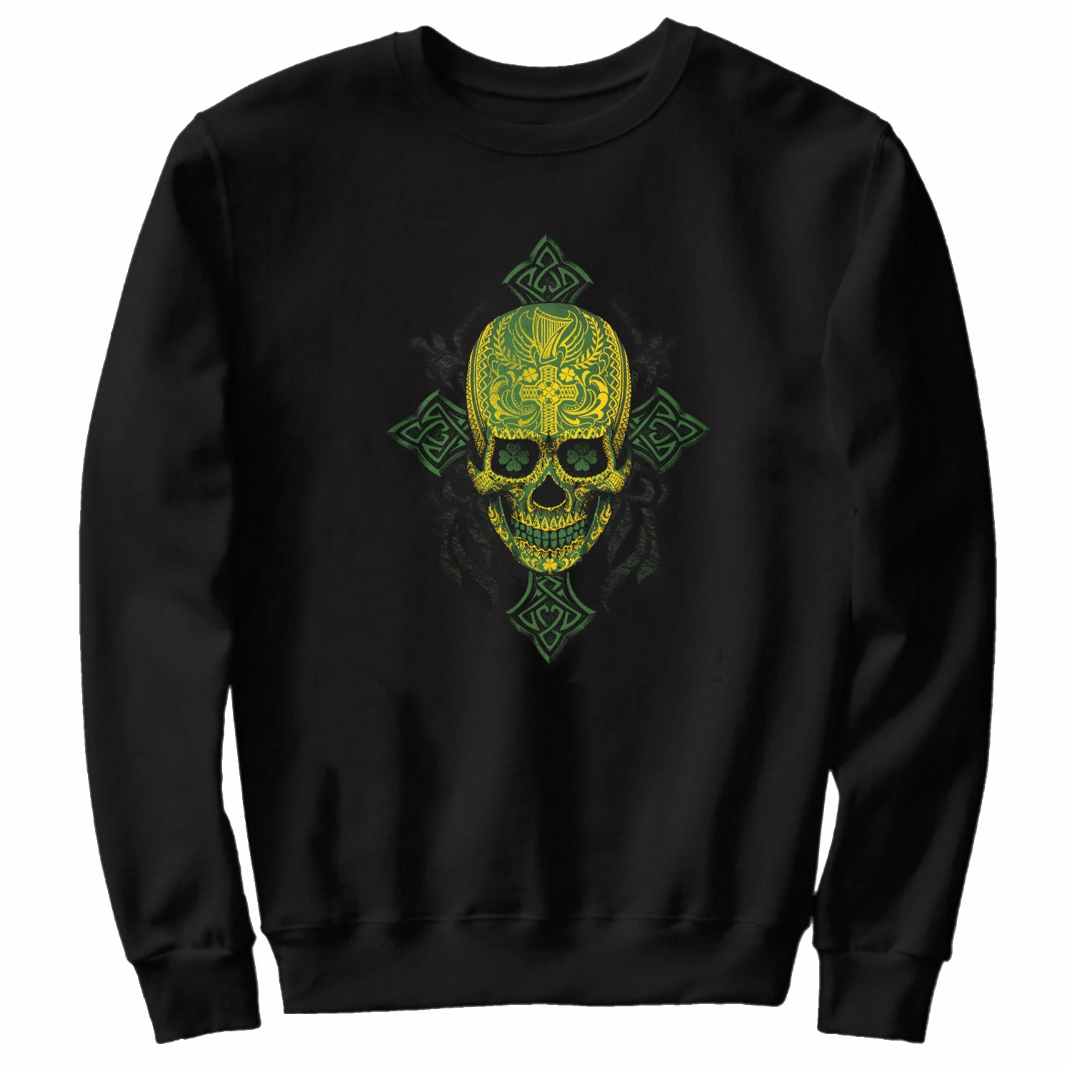 Irish Sugar Skull Pullover Hoodie New 100% Cotton Casual Mens Sweatshirts Fashion Streetwear