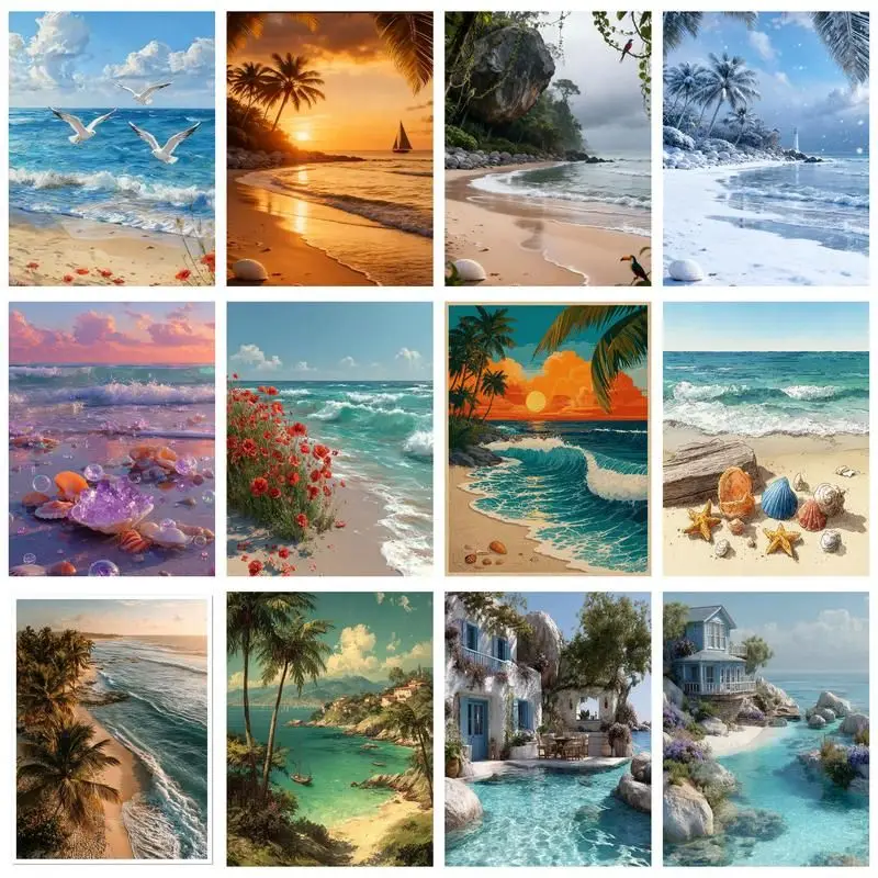 

GATYZTORY Pictures By Numbers Beach and Sea 40x50cm Frame Painting By Numbers Landscape On Canvas DIY Home Decoration DIY Gift