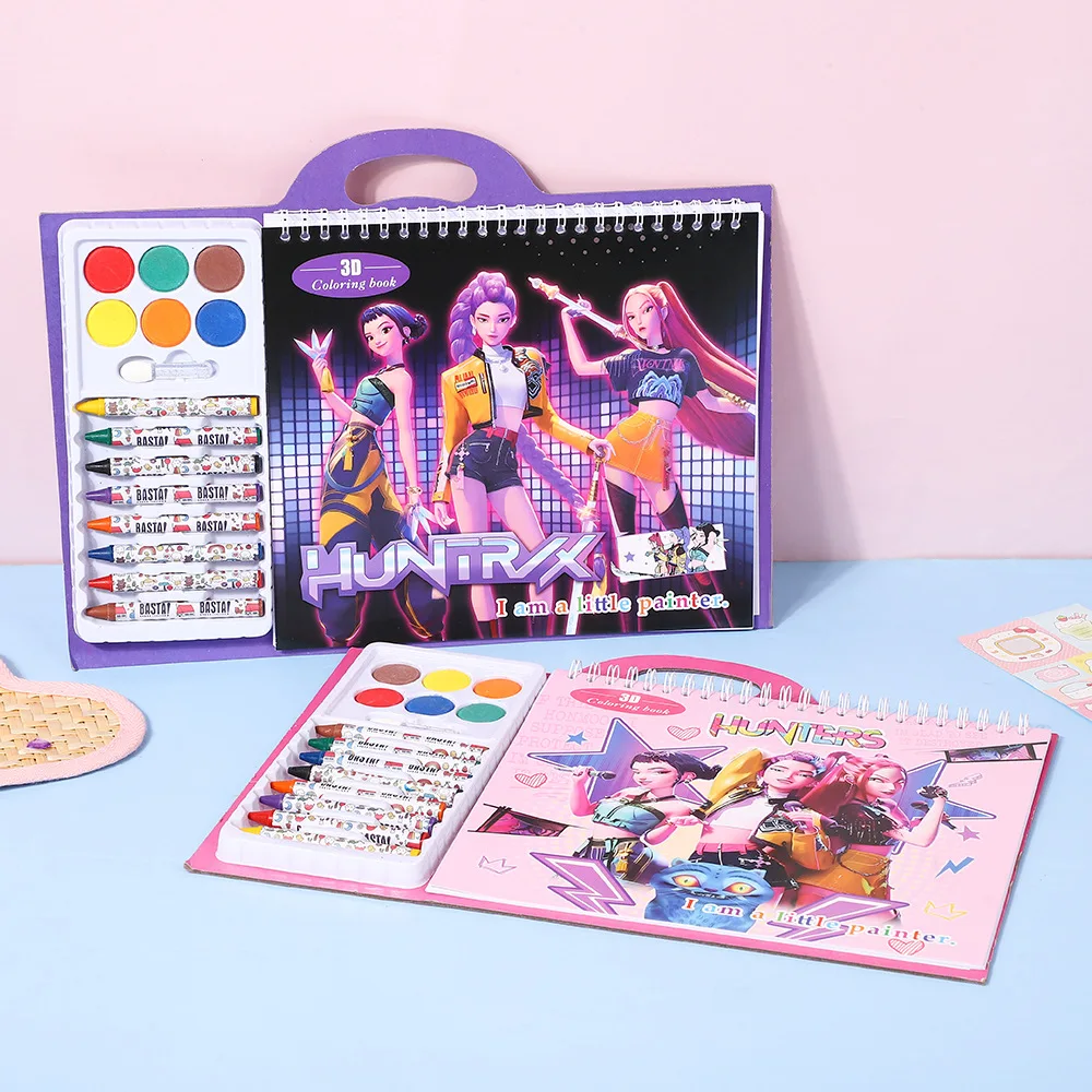 Buku Gambar K-pop Devil Hunters Rumi Mira Zoey DIY Buku Mewarnai Gambar untuk Hadiah Penggemar Mainan Ulang Tahun Hadiah Natal