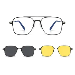 New Design 3 In 1 Magnetic Clip On Glasses High Quality Polarized Sunglasses Men Women Anti-Glare Eyewear gafas de sol