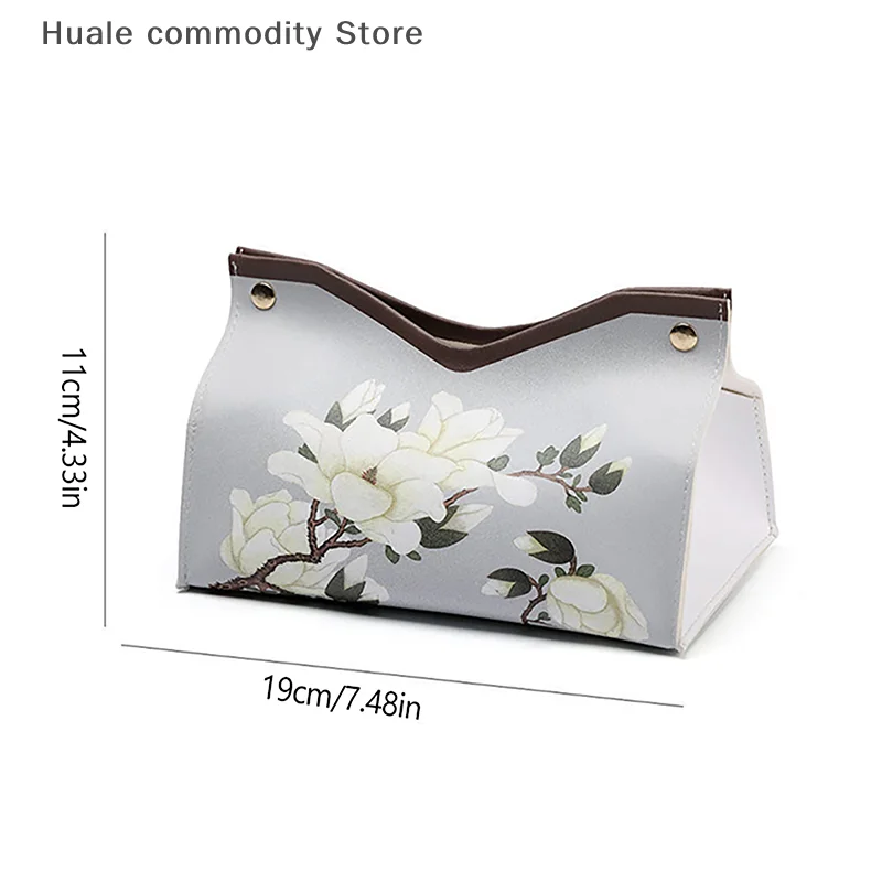 Simple Floral PU Tissue Box Case Retro Car Tissue Container Home Decoration Napkin Holder Desktop Paper Storage Box Pumping Boxs