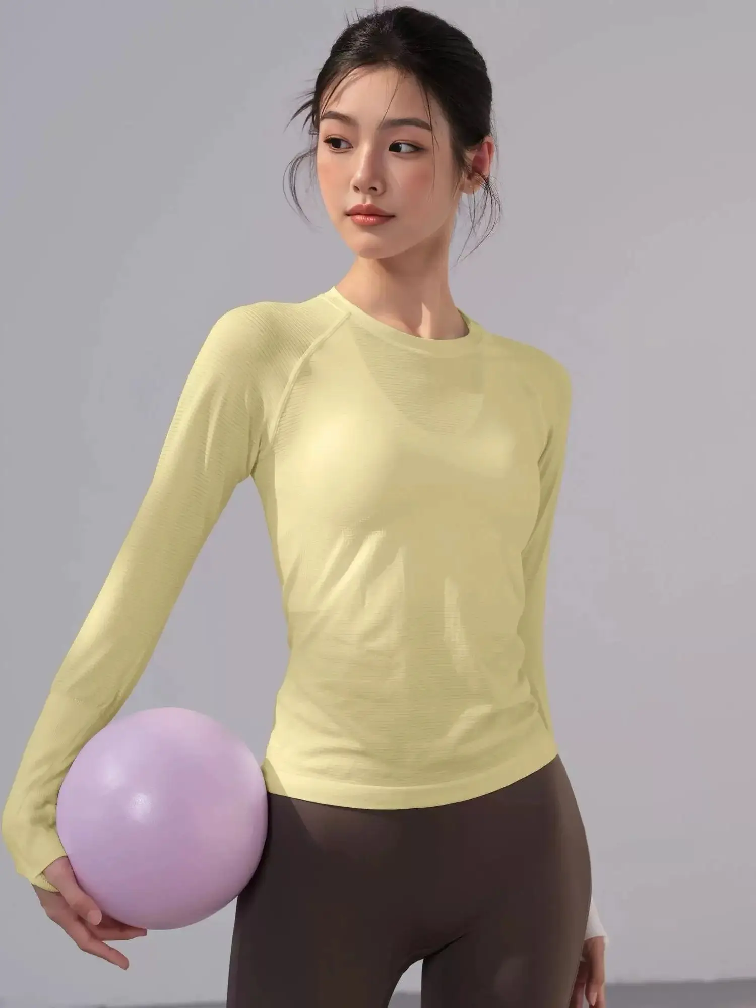 Damen Outdoor-Sportshirt Yoga-Bekleidung Fitness-T-Shirt Lauf-Workout-Top Damen Langarm-Sportbekleidung Trainingskleidung Fitnessstudio-Kleidung – Detail 19