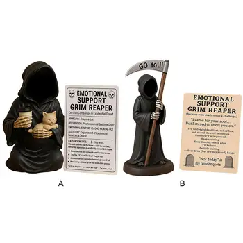 情感支持死神樹脂哥德式骷髏雕像,附贈慰問卡,適用於萬聖節家居辦公室裝飾 10 最佳銷售 歌德式房間 - №5