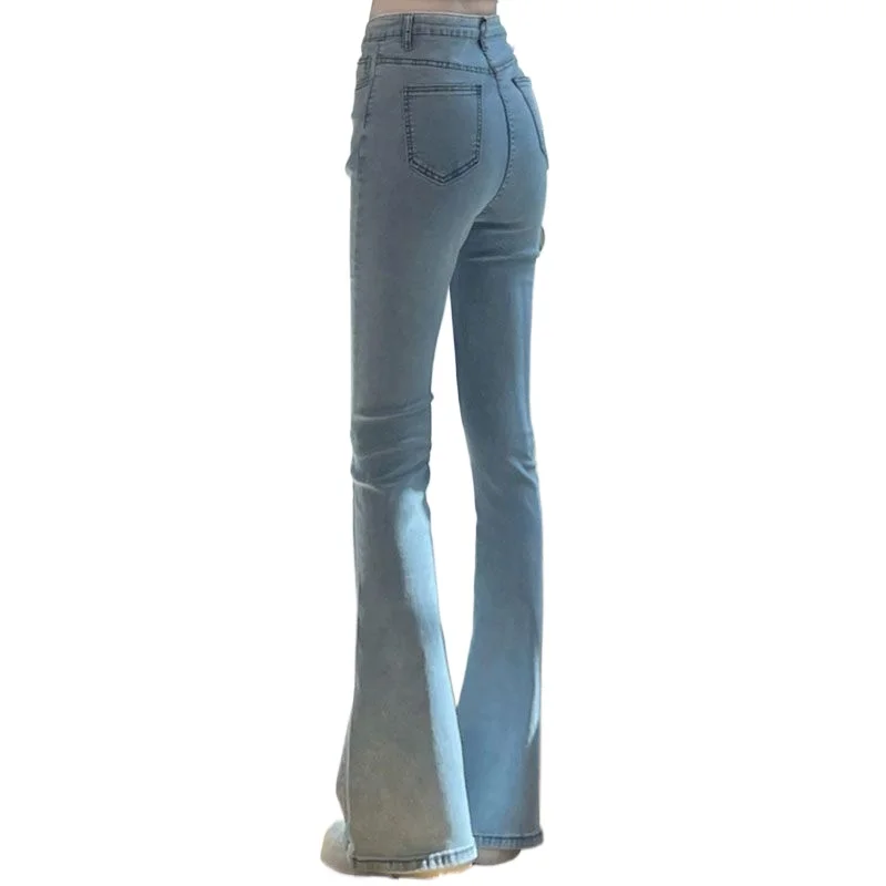 

2024Women Summer Light Blue Lengthened Jeans Women Flared Trousers Straight Tube Slim Pants high waisted jeans women jeans