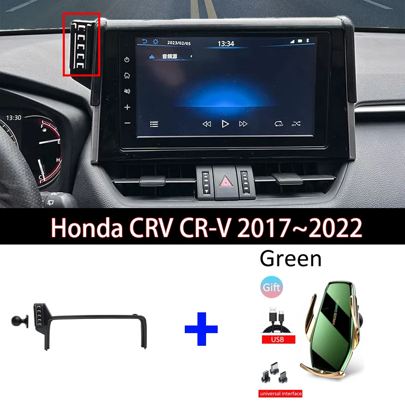 

Для Honda CRV CR-V 2017 ~ 2022 2018 2019 2020 Автомобильный держатель телефона Экранная навигация Фиксированный базовый кронштейн Беспроводная зарядка Держатель телефона