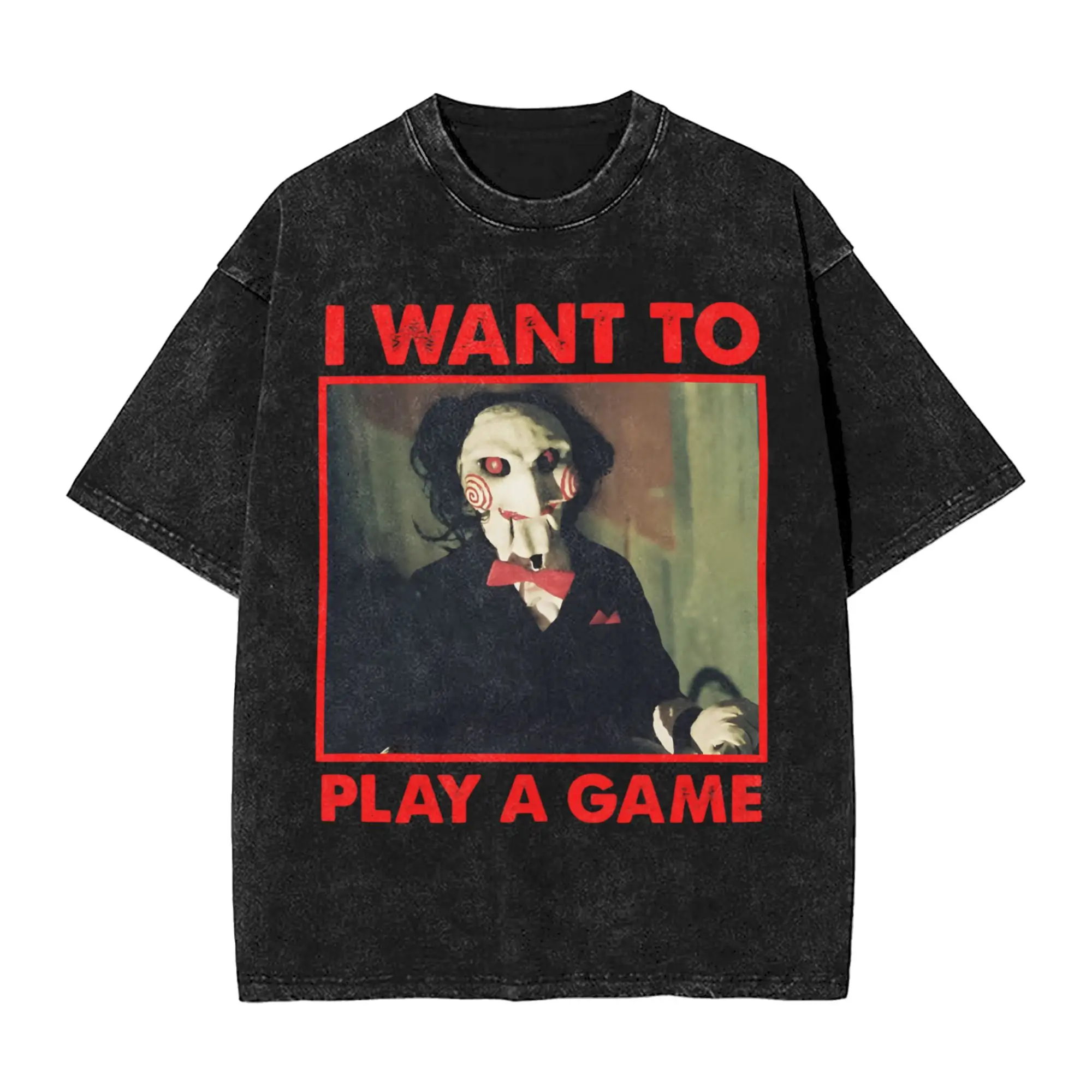 SAW Horror Doll T Shirts Hip Hop Washed 100% Cotton Harajuku T-Shirts  Novelty Men Women Tops Streetwear Printed Tee Shirt