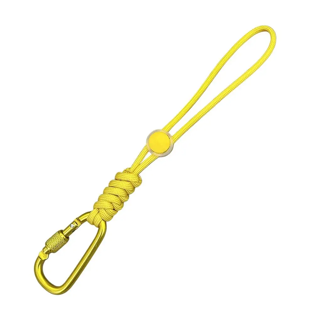 Portable D-Shaped Locking Water Bottle Clip Quick-Release with Anti-Loss Lanyard Outdoor Anti-Theft Rope Aluminum