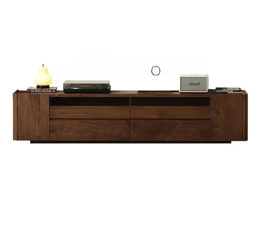 

Тумба под телевизор из массива дерева в скандинавском стиле, простая, для гостиной, с интегрированным шкафом для хранения