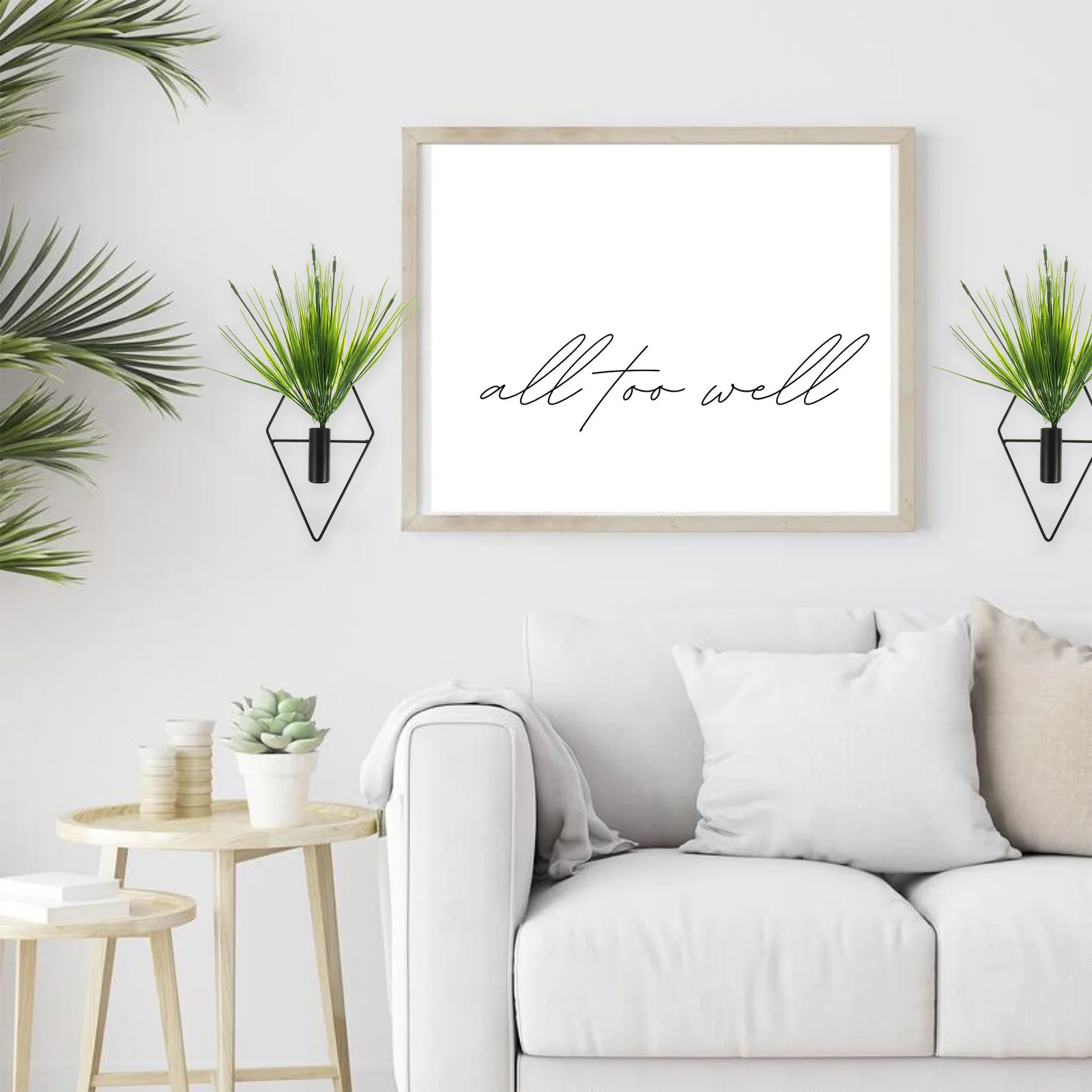 

Wall Mounted Green Plants Potted Artificial Fake Grass Household Golden Plastic Realistic Decor Lifelike Design Compact Size