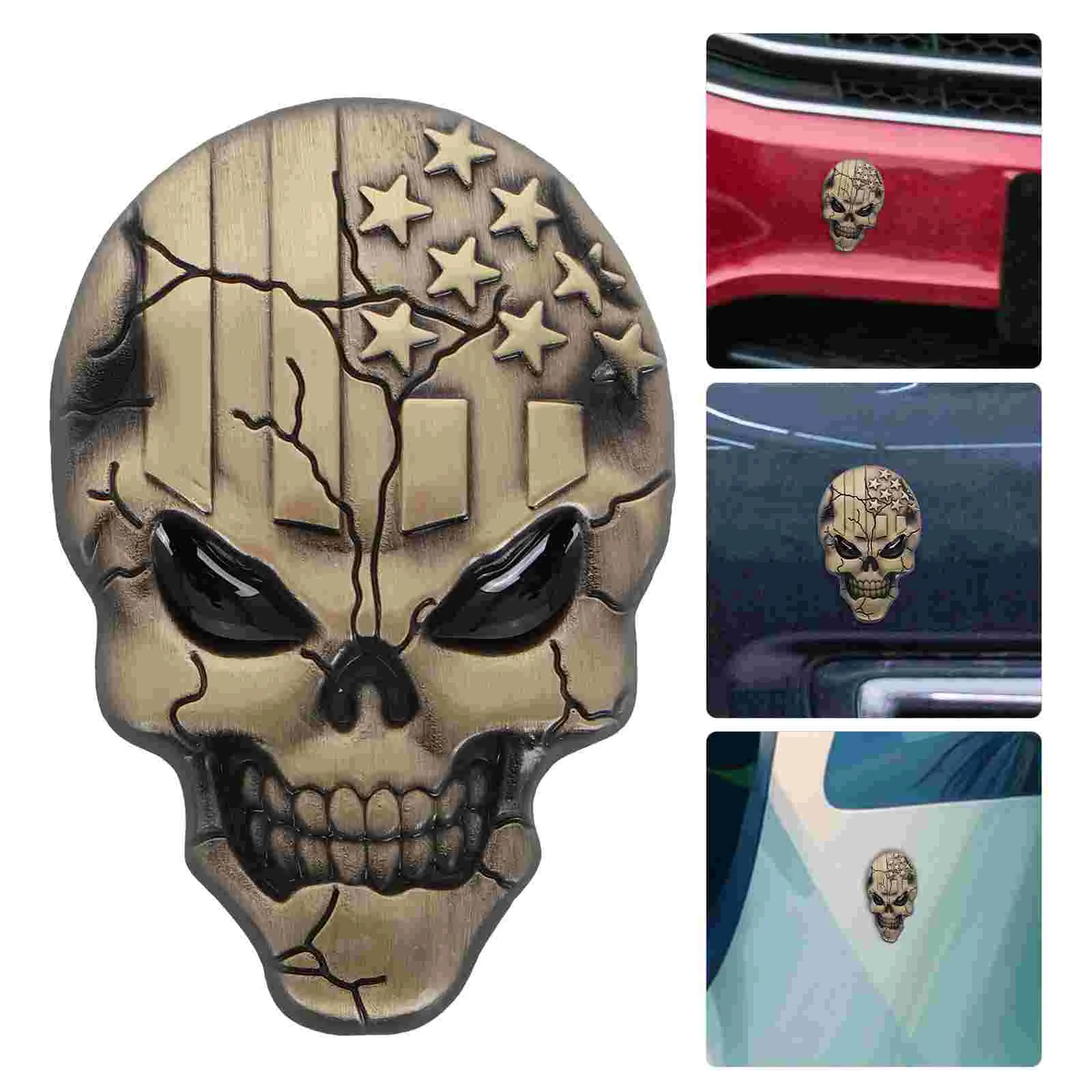 Skull Car Sticker Metal Stickers Motorcycle Accessories Badges Decor Punk Truck Decals