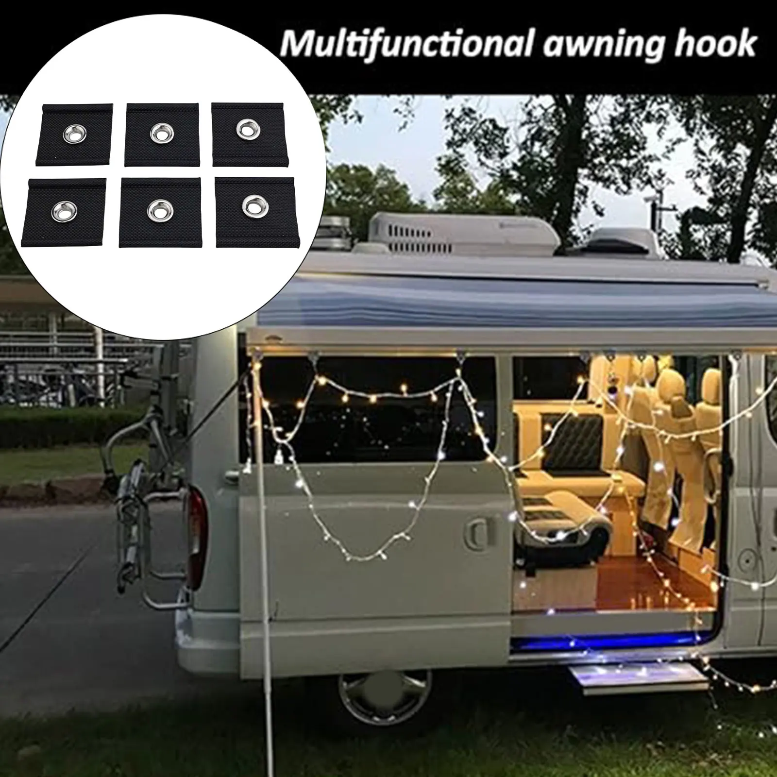 New 6-pack Car Awning Hooks Piping Rail Eyelet Awning Installation Tool Canopy Piping Band Camping Hook Rack Awning Rail Stopper