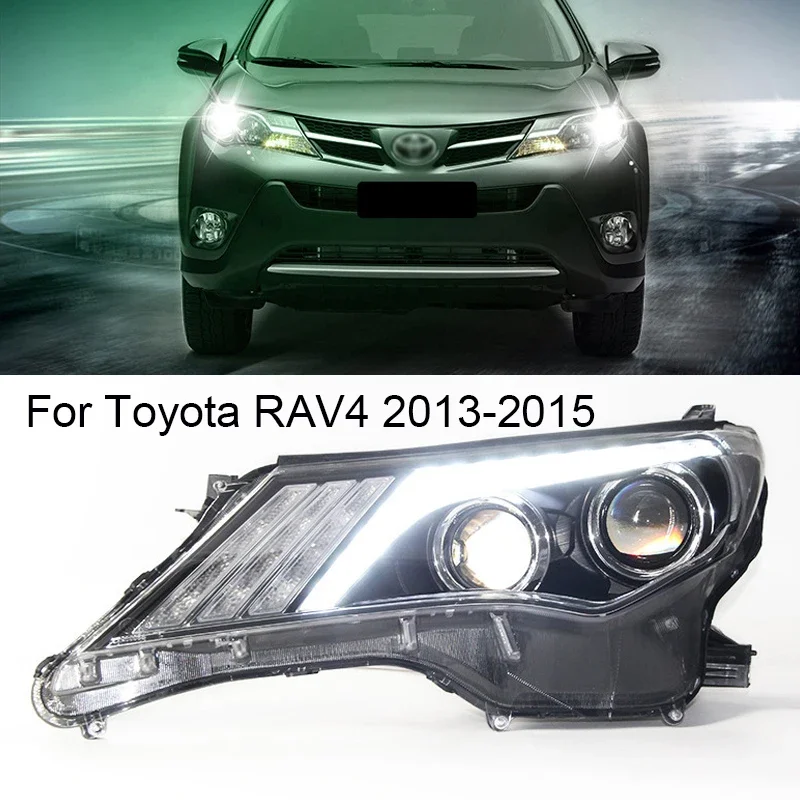 

For Toyota RAV4 Headlights 2013 2014 2015 LED Headlight DRL Bi Xenon Lens High Low Beam Parking Fog Lamp