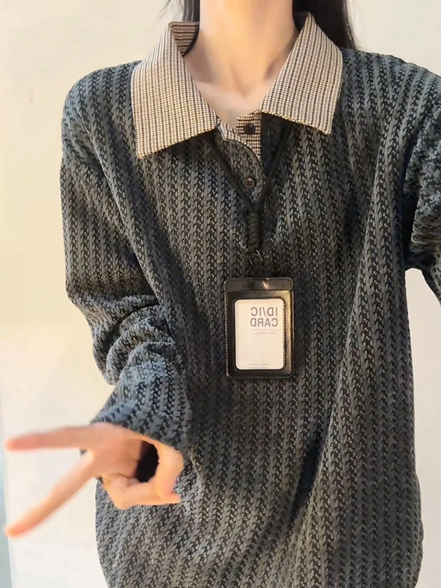 

Мужская рубашка Deep ey Fibone Pattern Long Sleeve, осенняя, в стиле пэчворк, в клетку, плотная, в стиле ретро, свободного кроя