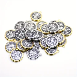 10pcs Retro St Benedict of Nursia Patron Against Evil Saint Medal Pendant Catholic Necklaces Religious Gifts