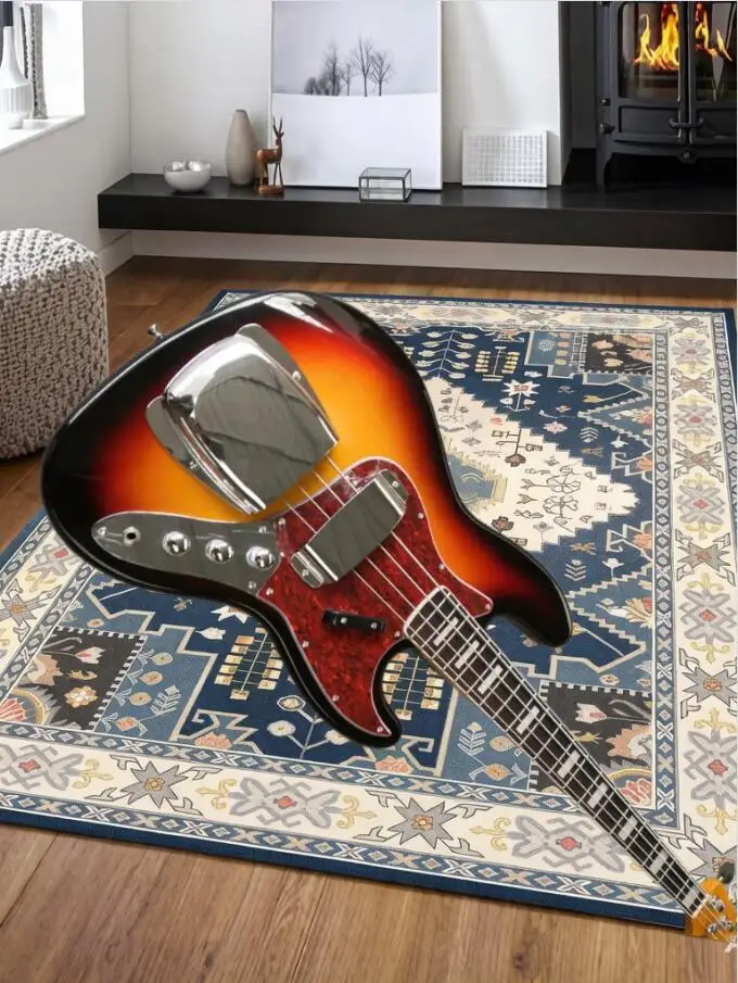 4 strings sunburst bass guitar, solid wood body, maple neck, fixed bridge with iron cover,Red turtle shell