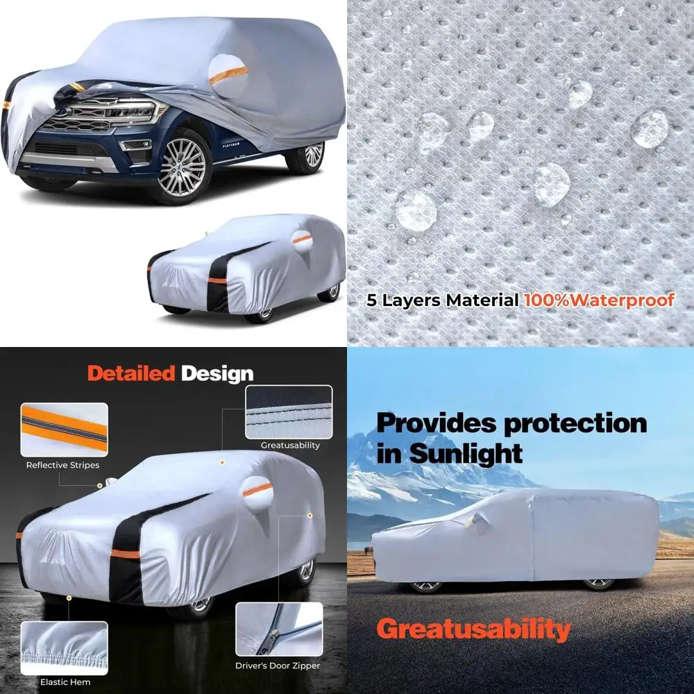 

SUV Car Cover Waterproof All-Weather Heavy Duty Outdoor Full Exterior Protection Against Rain, Sun, Wind, UV, Hail