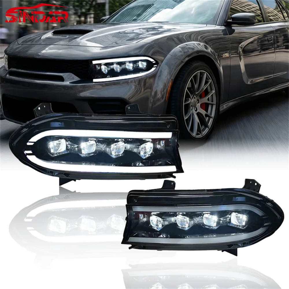 

SINDAR 4-Lens LED Headlight for 2015-2021 Dodge Charger, Plug & Play Head Lamp Assembly for 7th Gen Dodge Charger