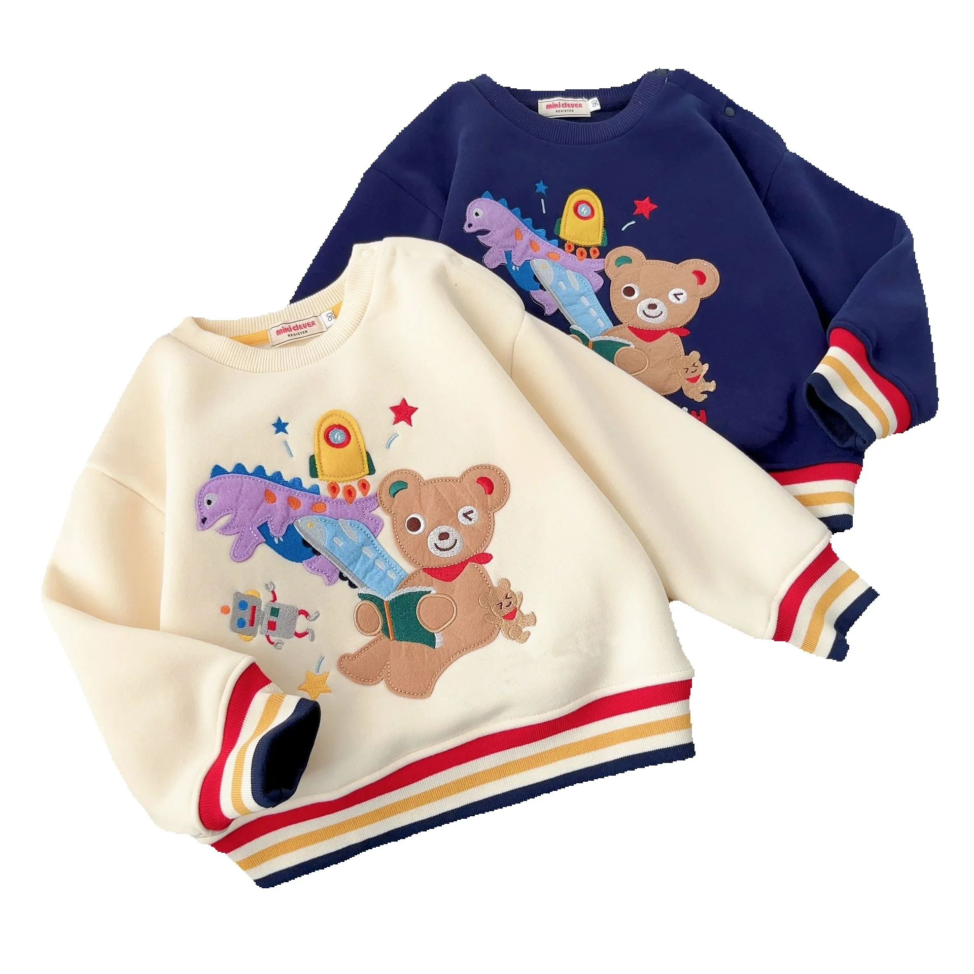 

Детская одежда 2025 года, классическое осенне-зимнее новое повседневное плюшевое пальто свободного кроя с длинными рукавами и динозавром для мальчиков и девочек