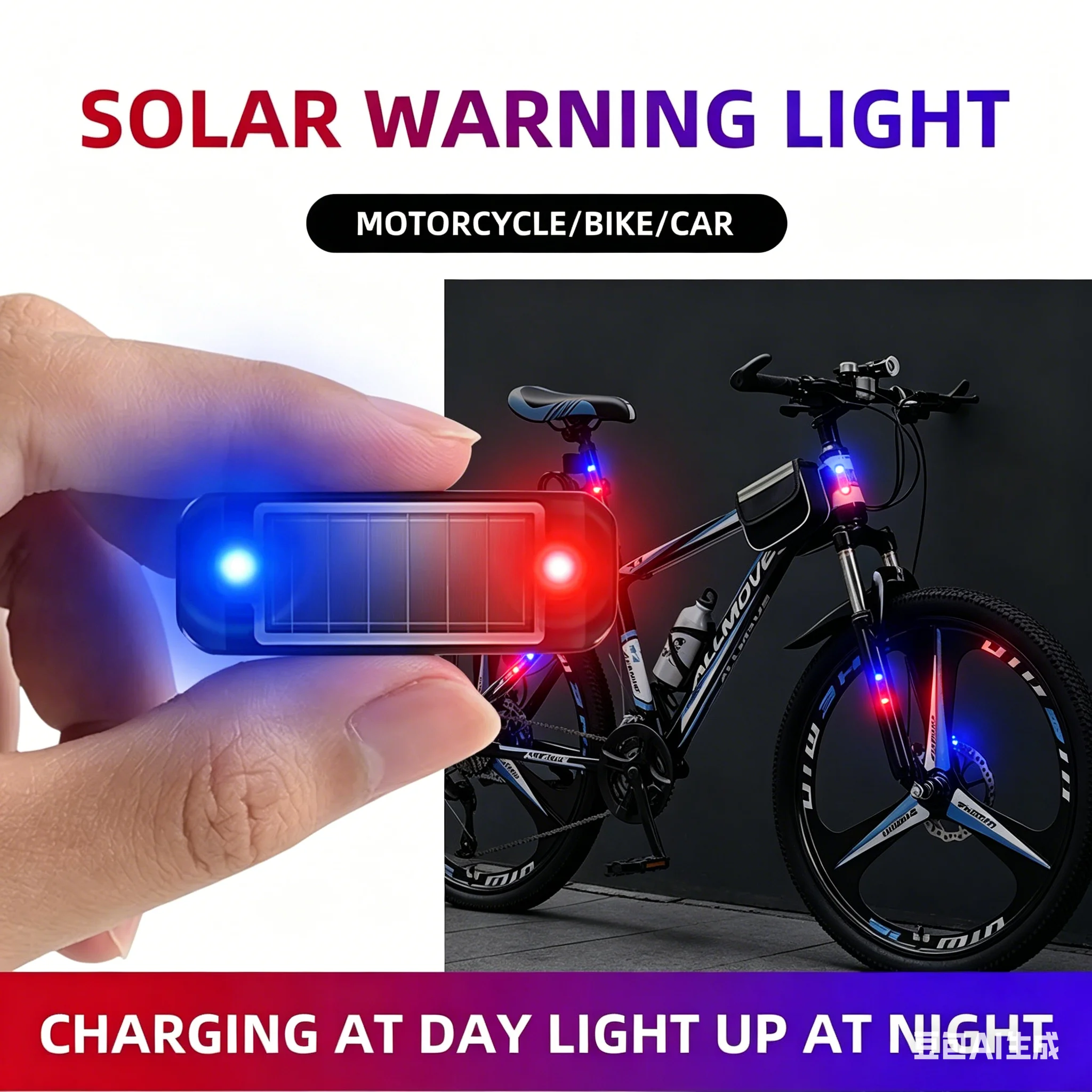 Mini Solar LED Car Warning Light, Wireless Anti-Theft Flashing Lamp, Simulated Dummy Alarm Security Light