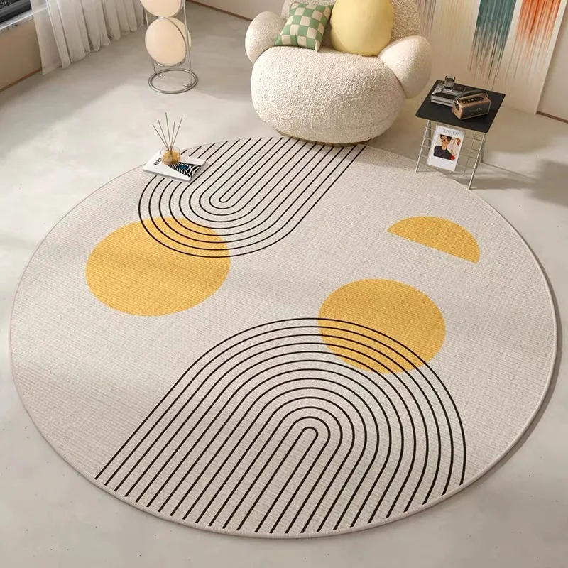 Nordic Style Round Flannel Carpet for Living Room, Bedroom – Soft Waterproof Floor Mat, Makeup Mirror Rug, Office