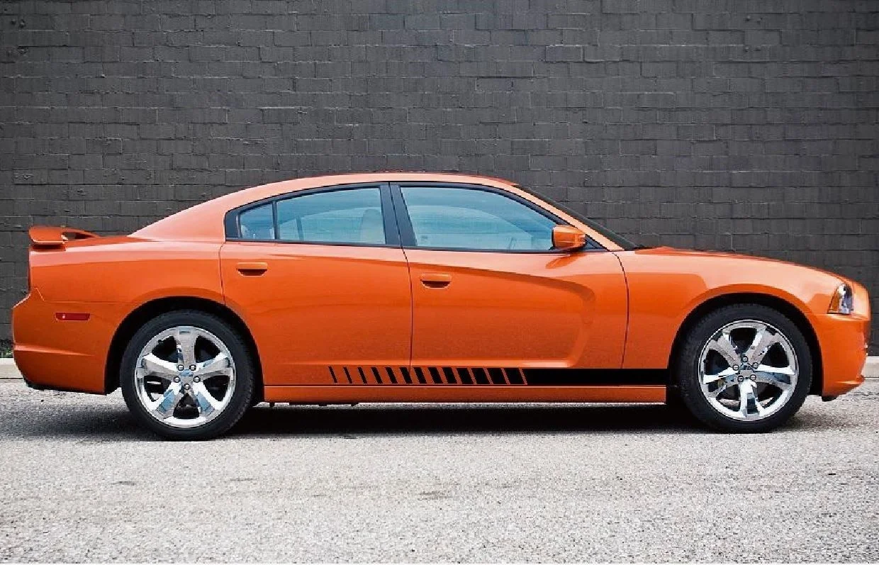 

For 1Set/2Pcs 2011 & Up Dodge Charger Daytona Rocker Panel Stripes Strobe Decals Graphics 3M Car Styling